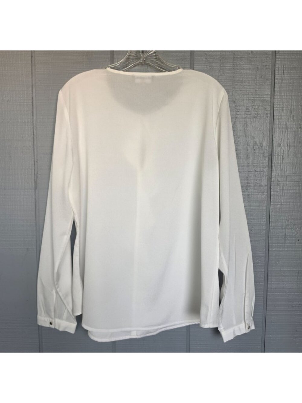 Karl Lagerfeld Paris White Ruffle Blouse Long Sleeve Career Office Top L - Picture 4 of 8